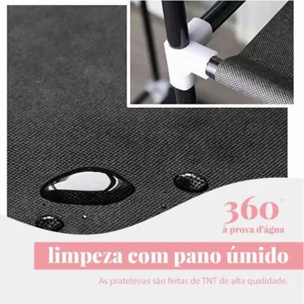 Guarda Roupa Dobrável 2 Portas Armário Para Organizar Roupa (PRETO)