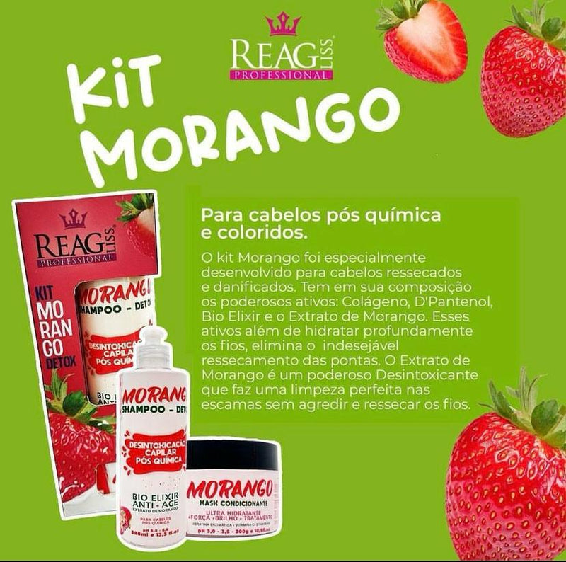 kit shampoo mascara hidratante morango