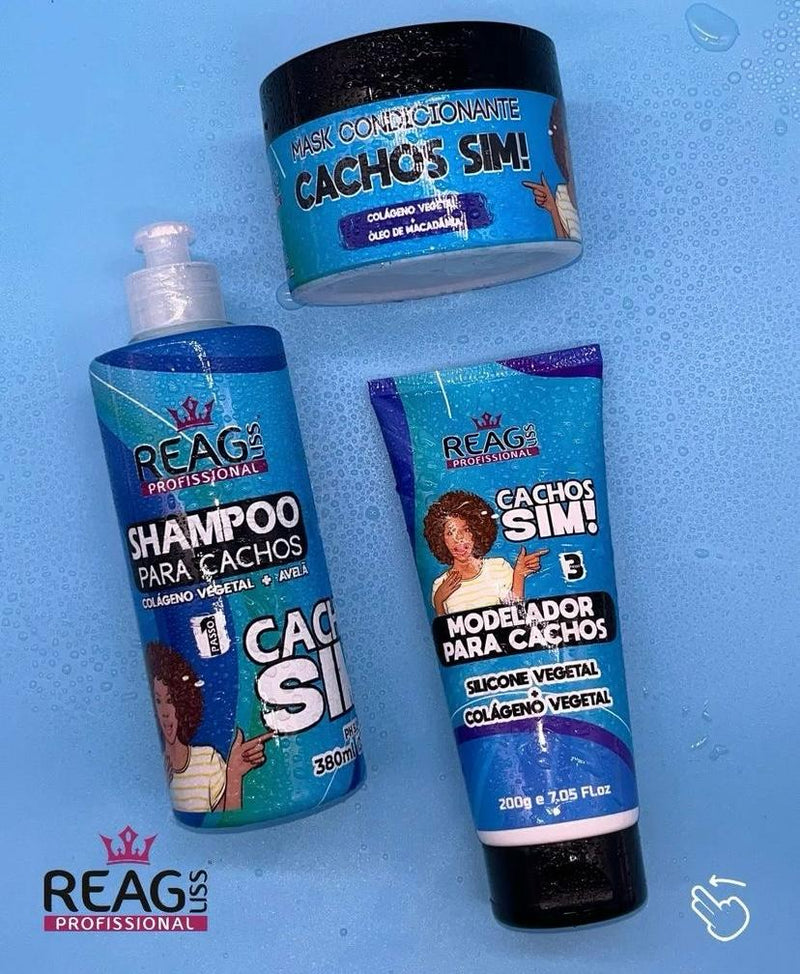 kit cachos sim shampoo mascara e modelador