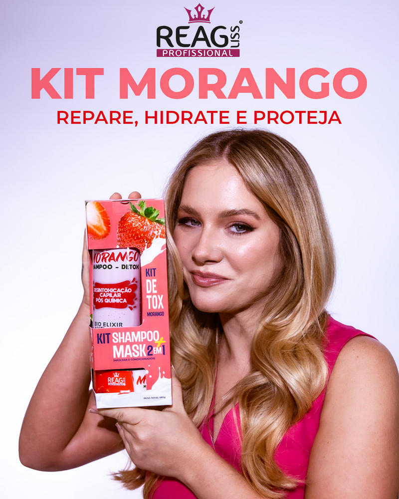 kit shampoo mascara hidratante morango