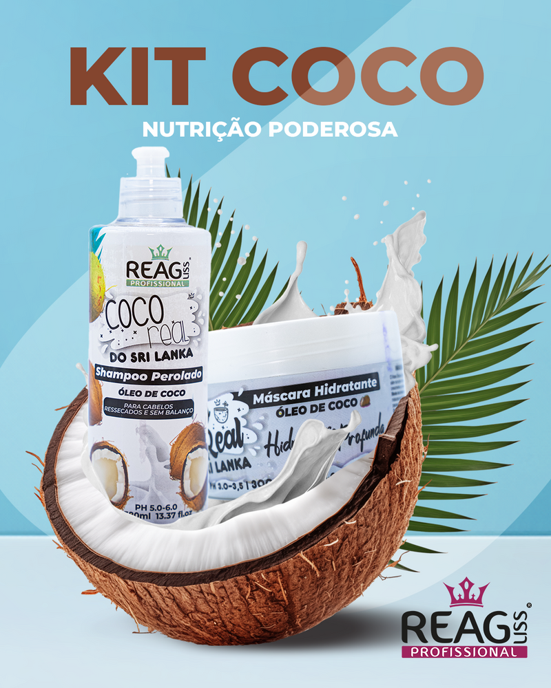 kit shampoo e mascara de coco para cabelos