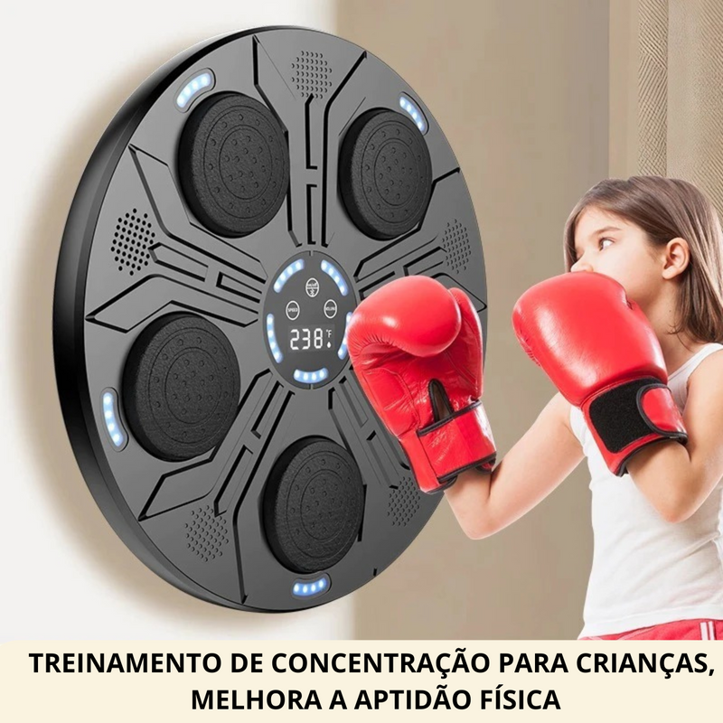 Máquina de Boxe Musical Bluetooth Treino Com Luvas Agilidade Soco Fitness Esporte Academia Exercício