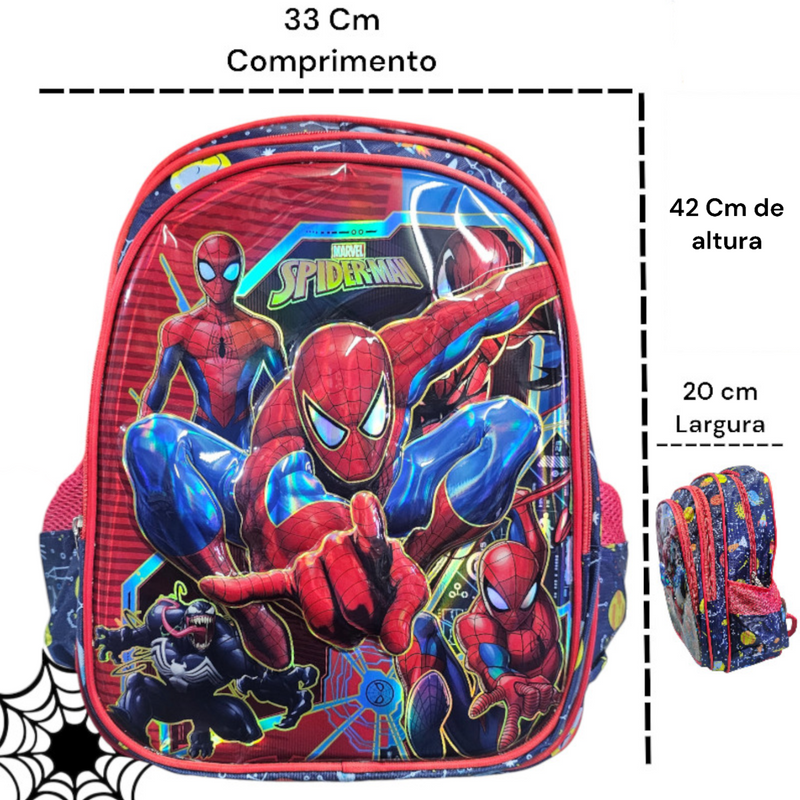 Mochila De Costas Homem Aranha Menino Escolar Infantil