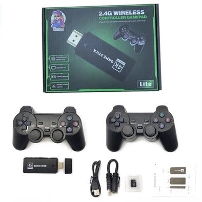 Video Game Stick 4K Com 20000 Jogos 64gb 2 Controles Sem Fio Console Portatil Jogos Retro