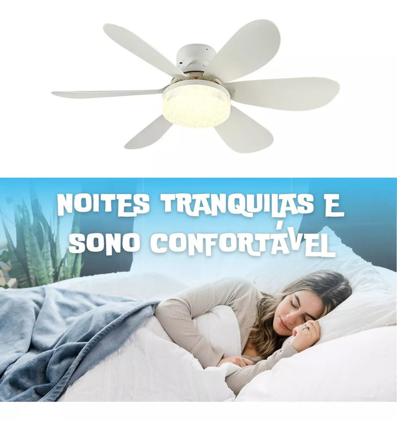 Lâmpada com Ventilador De Teto Silencioso Bivolt 2 em 1