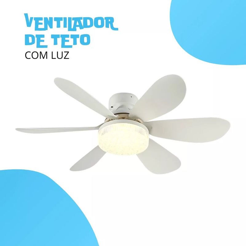 Lâmpada com Ventilador De Teto Silencioso Bivolt 2 em 1