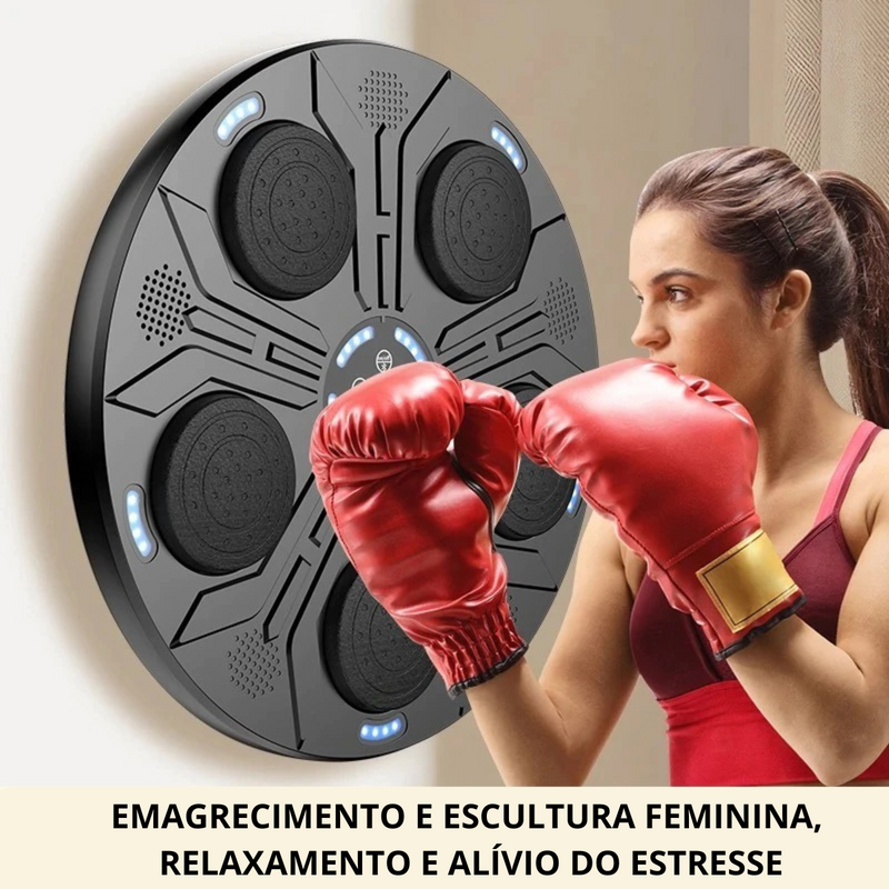 Máquina de Boxe Musical Bluetooth Treino Com Luvas Agilidade Soco Fitness Esporte Academia Exercício