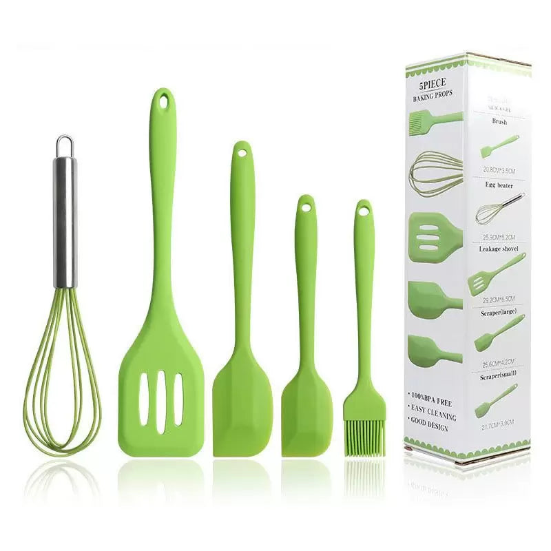 Conjunto de utensílios de cozinha de silicone 5 peças pá batedor de ovos pá antiaderente conjunto de utensílios de cozinha com utensílios de cozinha