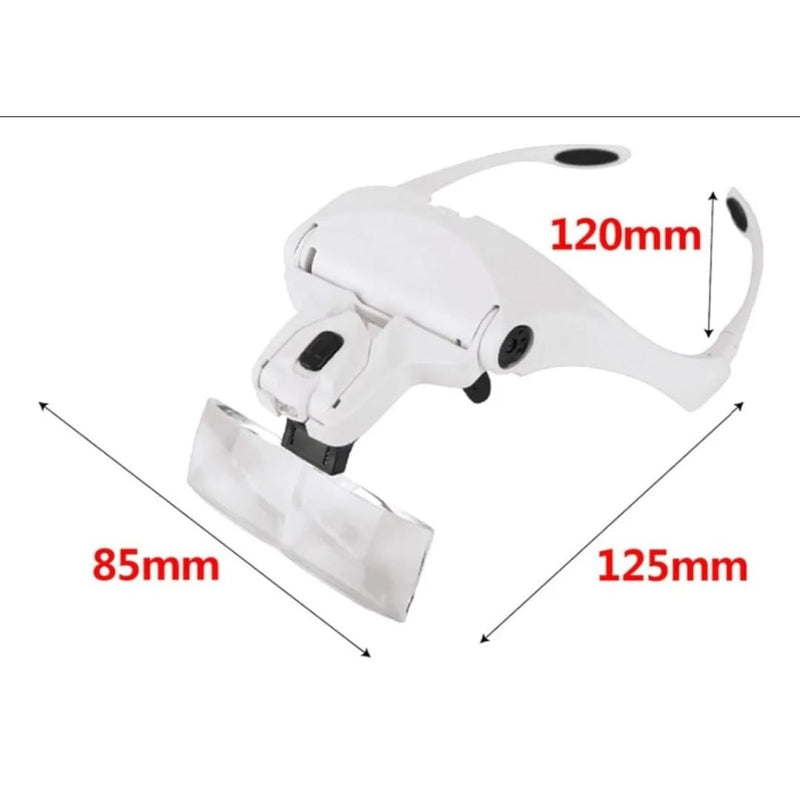 Óculos Com Lupa De Cabeça Profissional 5 Lentes De Aumento Luz LED