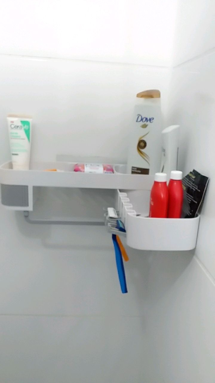 Suporte de Parede para Shampoo e condicionador com Gancho para Pendurar Esponja