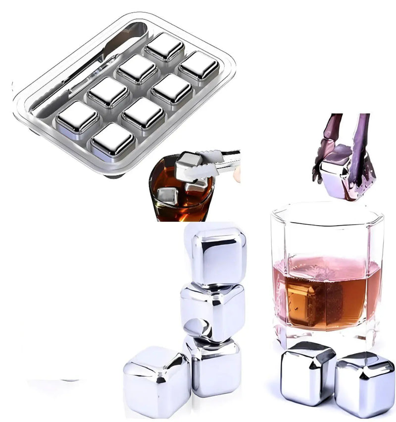 Cubos De Gelo De Aço Inoxidável Reutilizável De Metal Com Pedras Whissky Whisky