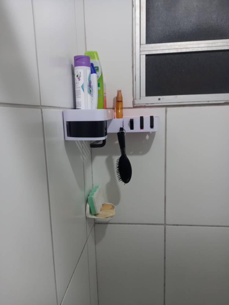 Suporte de Parede para Shampoo e condicionador com Gancho para Pendurar Esponja